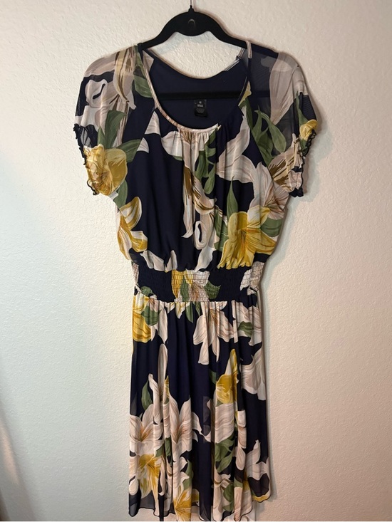 Kate And Lily | Dresses | Kate And Lily Navy Floral Midi Dress With ...